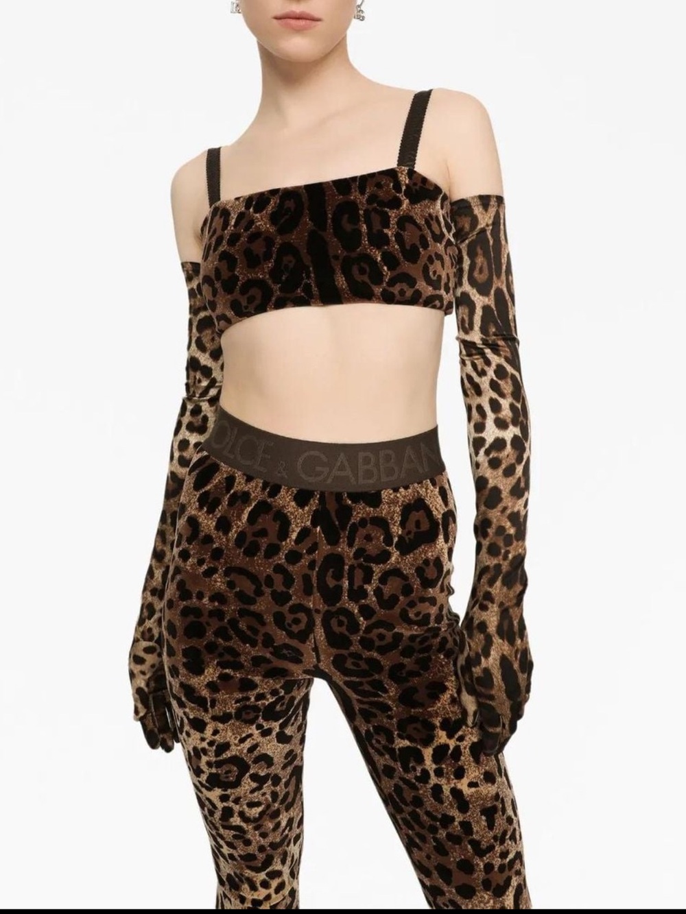 Dolce & Gabbana Animal Print Bralette Set Top & Leggin